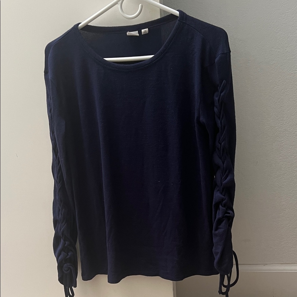 GAP Dark Blue Women's Blouse with Ruched Sleeves | XS